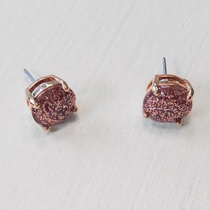 KATE SPADE Rose Shimmer Glitter Gold Stud Earrings